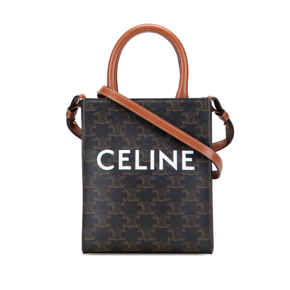 Pre-Loved Celine Mini Triomphe Coated Canvas Vertical Cabas Satchel - Picture 1 of 9